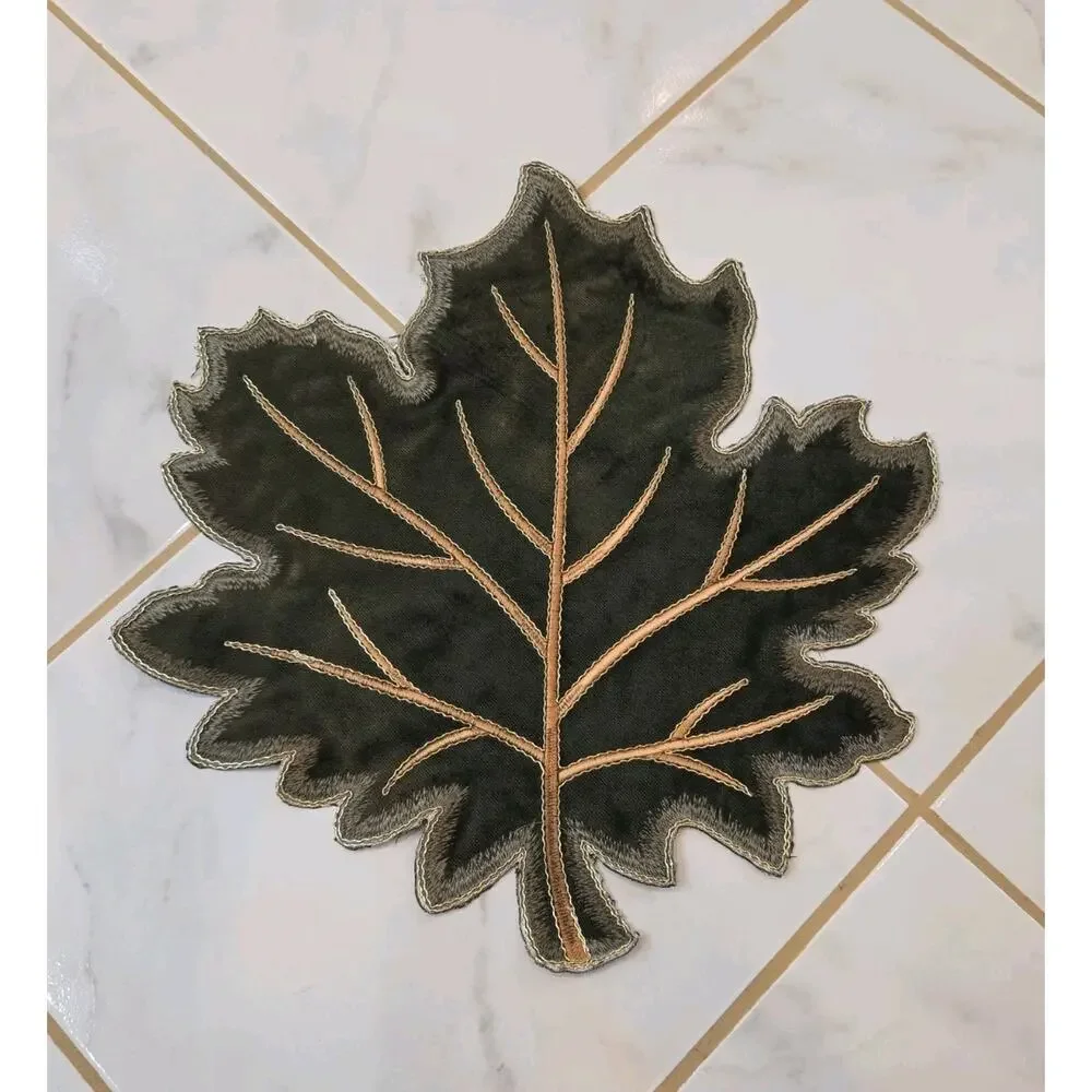 Evermaple Velvet Fall Leaf Shaped Placemats 15x15 Thanksgiving Set Multi